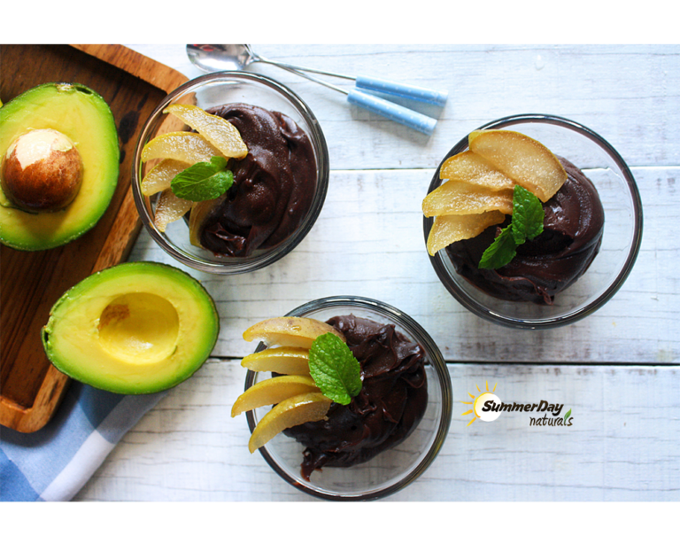 Chocolate Avocado Mousse with Pears